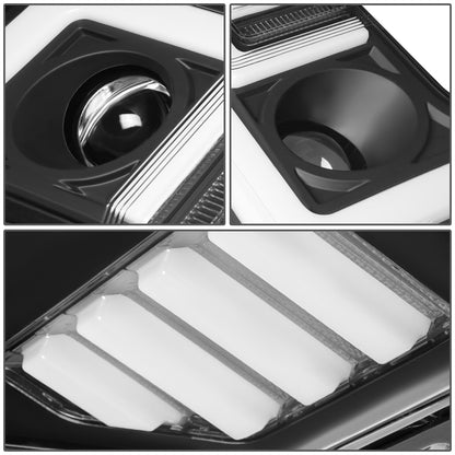 FAROS 17-19 FORD F-250 , F-350 , F-450 , F-550 SUPER DUTY - ONLY FITS HALOGEN HEADLIGHT MODELS - 3D - LED DRL - PROJECTOR - BLACK HOUSING / CLEAR CORNER - H1 LOW BEAM / H1 HIGH BEAM