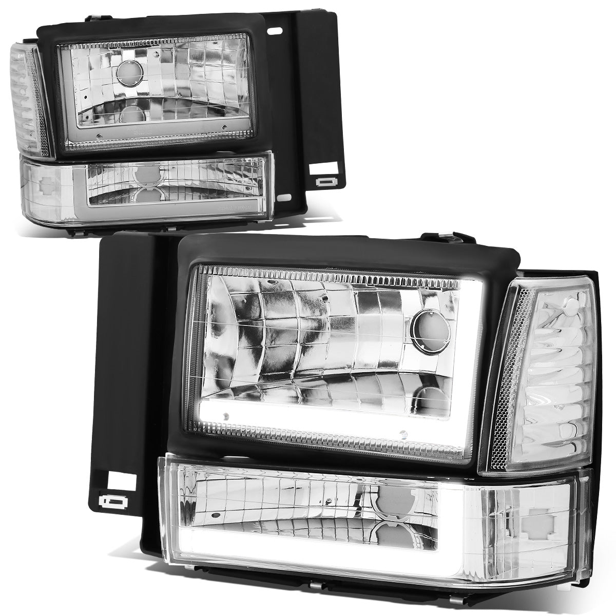 FAROS 91-94 FORD EXPLORER - LED RUNNING LIGHTS REQUIRE TAPPING INTO EXISTING WIRING - LED DRL - CHROME HOUSING / CLEAR CORNER - 9004 LOW BEAM / 9004 HIGH BEAM