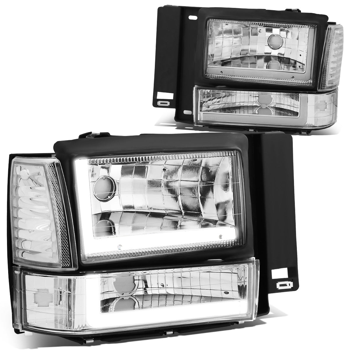 FAROS 91-94 FORD EXPLORER - LED RUNNING LIGHTS REQUIRE TAPPING INTO EXISTING WIRING - LED DRL - CHROME HOUSING / CLEAR CORNER - 9004 LOW BEAM / 9004 HIGH BEAM