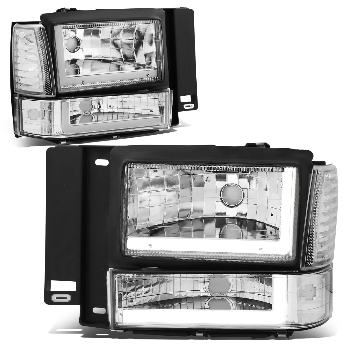 FAROS 91-94 FORD EXPLORER - LED RUNNING LIGHTS REQUIRE TAPPING INTO EXISTING WIRING - LED DRL - CHROME HOUSING / CLEAR CORNER - 9004 LOW BEAM / 9004 HIGH BEAM