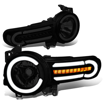 FAROS 07-14 TOYOTA FJ CRUISER - LED DRL - SEQUENTIAL TURN SIGNAL - BLACK HOUSING / SMOKE LENS / CLEAR CORNER - 9003 LOW BEAM / H4 HIGH BEAM