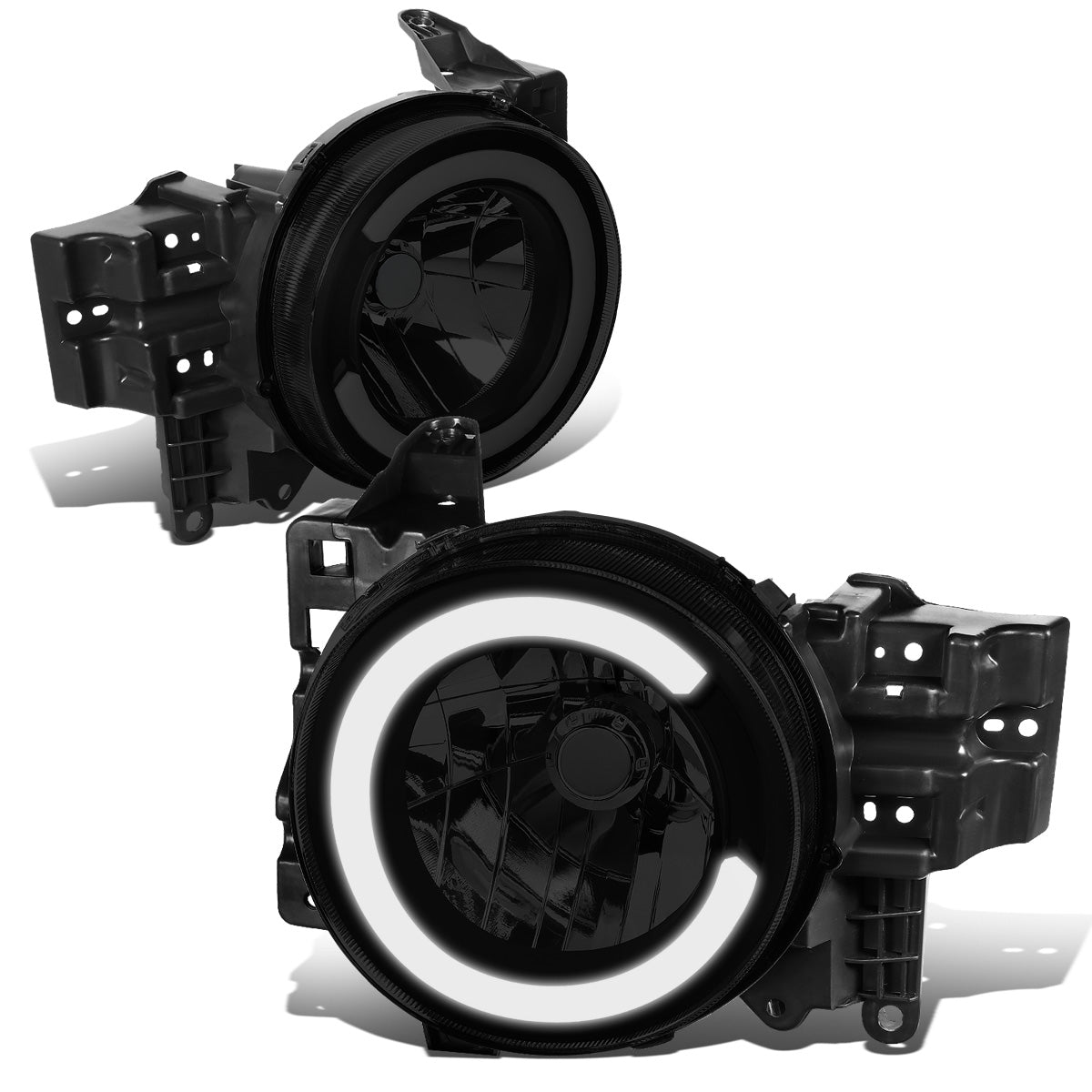 FAROS 07-14 TOYOTA FJ CRUISER - LED DRL - BLACK HOUSING / SMOKE LENS / CLEAR CORNER - H4 LOW BEAM / H4 HIGH BEAM