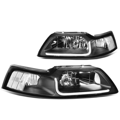 FAROS 99-04 FORD MUSTANG - LED DRL - BLACK HOUSING / CLEAR CORNER - 9007 LOW / HIGH BEAM