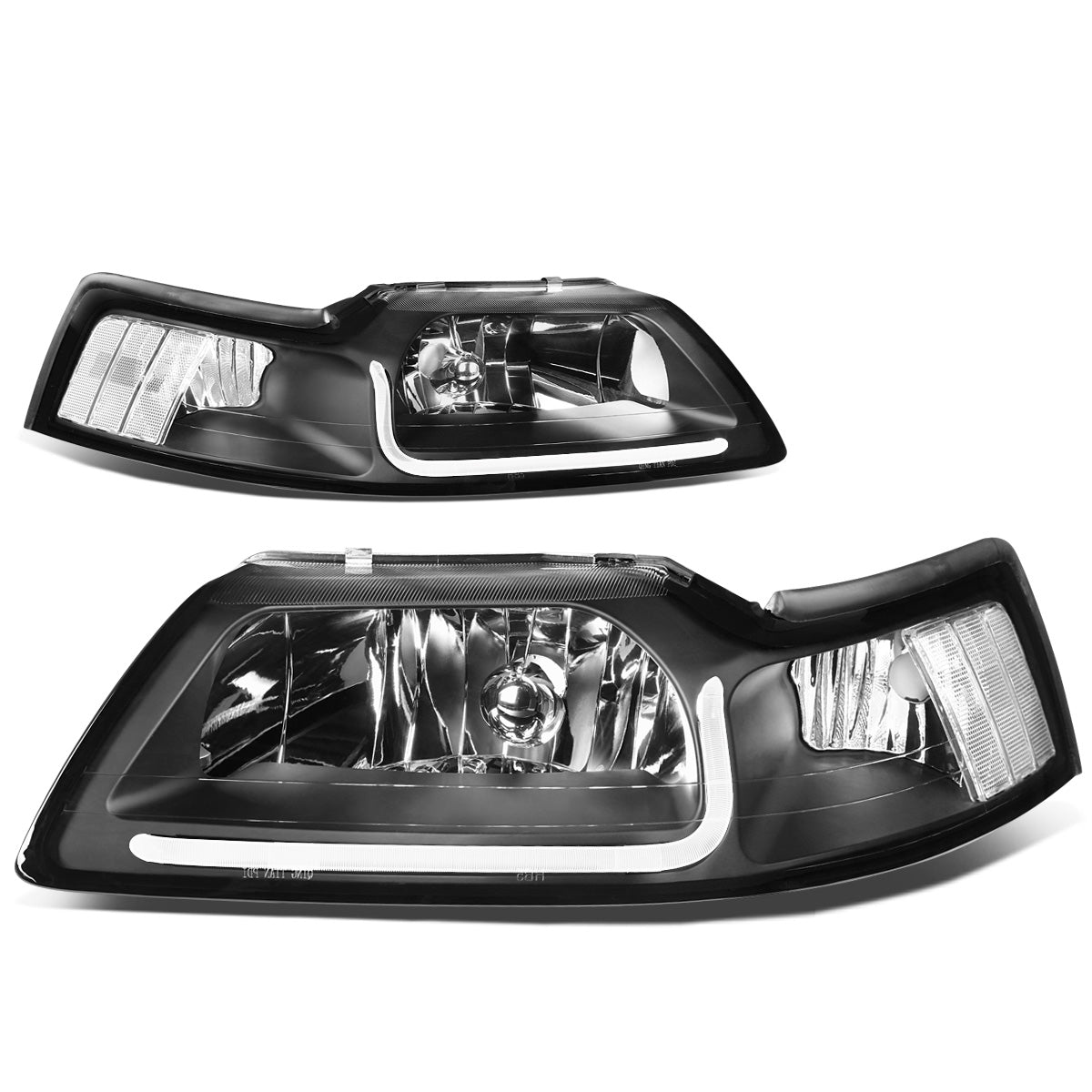 FAROS 99-04 FORD MUSTANG - LED DRL - BLACK HOUSING / CLEAR CORNER - 9007 LOW / HIGH BEAM