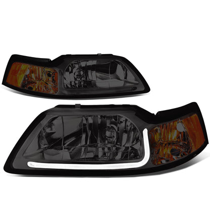 FAROS 99-04 FORD MUSTANG - LED DRL - SMOKE HOUSING / AMBER CORNER - 9007 LOW / HIGH BEAM