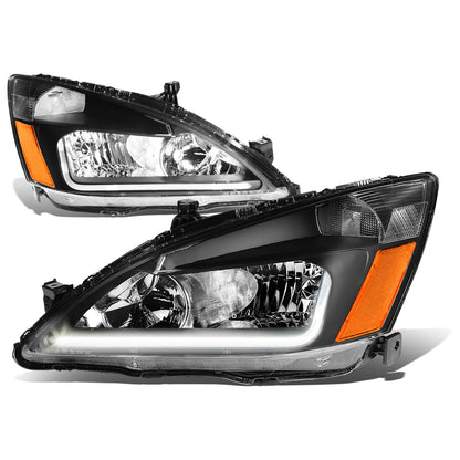 FAROS 03-07 HONDA ACCORD 2/4-DOOR - LED DRL - BLACK HOUSING / AMBER CORNER - 9006 LOW BEAM / 9005 HIGH BEAM