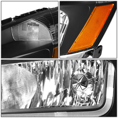 FAROS 03-07 HONDA ACCORD 2/4-DOOR - LED DRL - BLACK HOUSING / AMBER CORNER - 9006 LOW BEAM / 9005 HIGH BEAM