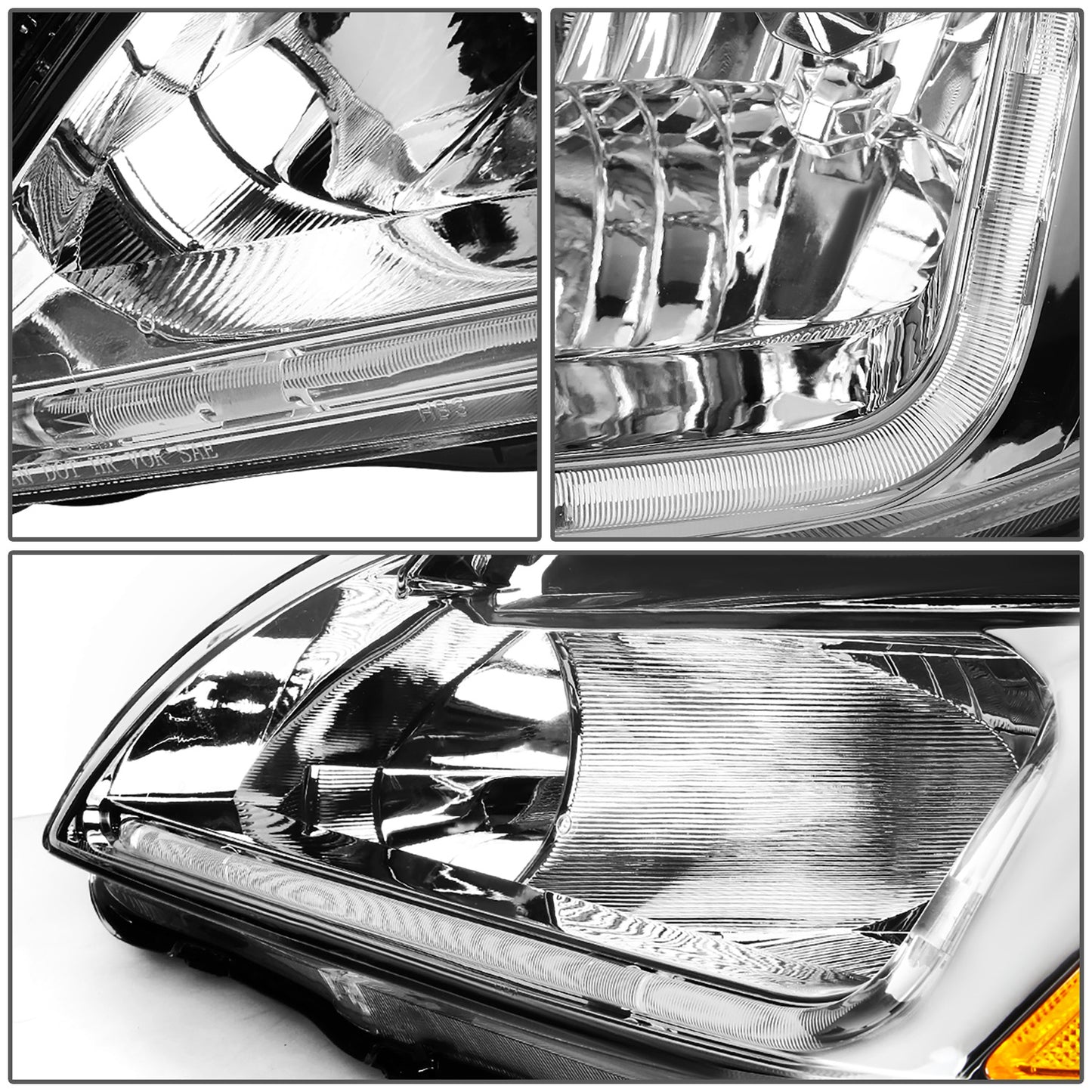 FAROS 03-07 HONDA ACCORD 2/4-DOOR - LED DRL - CHROME HOUSING / AMBER CORNER - 9006 LOW BEAM / 9005 HIGH BEAM