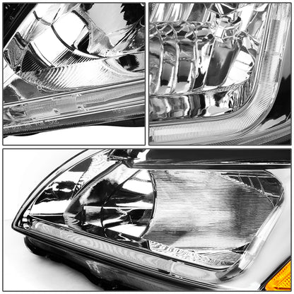 FAROS 03-07 HONDA ACCORD 2/4-DOOR - LED DRL - CHROME HOUSING / AMBER CORNER - 9006 LOW BEAM / 9005 HIGH BEAM