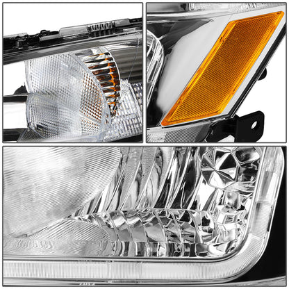 FAROS 03-07 HONDA ACCORD 2/4-DOOR - LED DRL - CHROME HOUSING / AMBER CORNER - 9006 LOW BEAM / 9005 HIGH BEAM