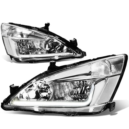 FAROS 03-07 HONDA ACCORD 2/4-DOOR - LED DRL - CHROME HOUSING / CLEAR CORNER - 9006 LOW BEAM / 9005 HIGH BEAM