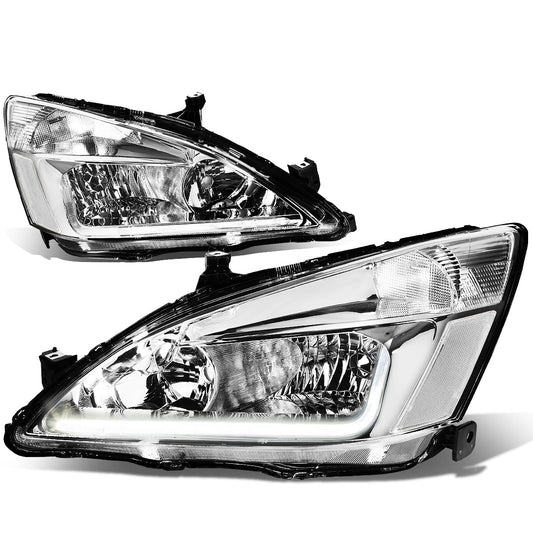 FAROS 03-07 HONDA ACCORD 2/4-DOOR - LED DRL - CHROME HOUSING / CLEAR CORNER - 9006 LOW BEAM / 9005 HIGH BEAM