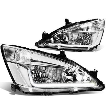 FAROS 03-07 HONDA ACCORD 2/4-DOOR - LED DRL - CHROME HOUSING / CLEAR CORNER - 9006 LOW BEAM / 9005 HIGH BEAM