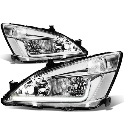 FAROS 03-07 HONDA ACCORD 2/4-DOOR - LED DRL - CHROME HOUSING / CLEAR CORNER - 9006 LOW BEAM / 9005 HIGH BEAM