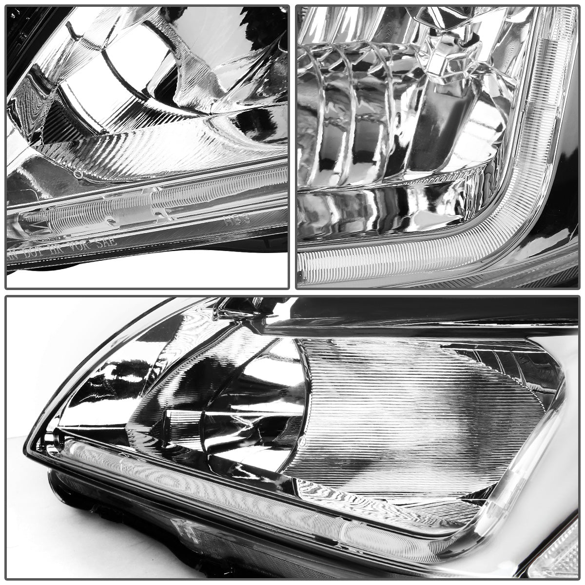 FAROS 03-07 HONDA ACCORD 2/4-DOOR - LED DRL - CHROME HOUSING / CLEAR CORNER - 9006 LOW BEAM / 9005 HIGH BEAM