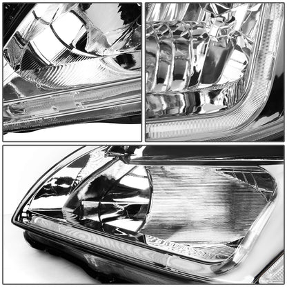 FAROS 03-07 HONDA ACCORD 2/4-DOOR - LED DRL - CHROME HOUSING / CLEAR CORNER - 9006 LOW BEAM / 9005 HIGH BEAM