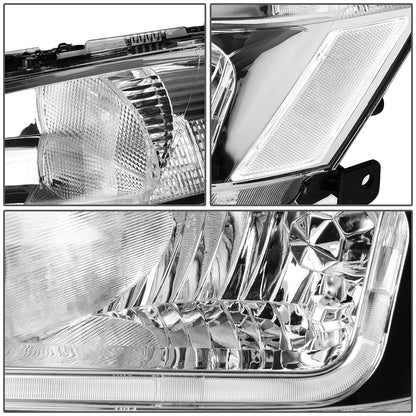 FAROS 03-07 HONDA ACCORD 2/4-DOOR - LED DRL - CHROME HOUSING / CLEAR CORNER - 9006 LOW BEAM / 9005 HIGH BEAM