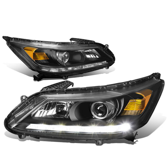 FAROS 13-15 HONDA ACCORD 4-DOOR - LED DRL - PROJECTOR - BLACK HOUSING / AMBER CORNER - H11 LOW BEAM / 9005 HIGH BEAM
