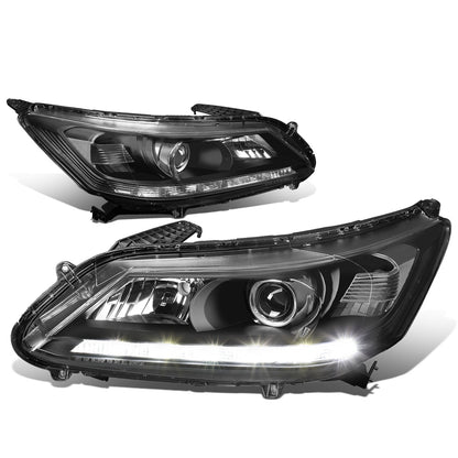 FAROS 13-15 HONDA ACCORD 4-DOOR - LED DRL - PROJECTOR - BLACK HOUSING / CLEAR CORNER - H11 LOW BEAM / 9005 HIGH BEAM