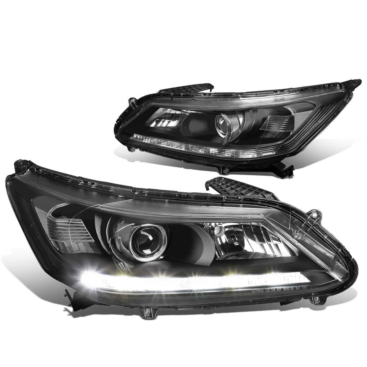 FAROS 13-15 HONDA ACCORD 4-DOOR - LED DRL - PROJECTOR - BLACK HOUSING / CLEAR CORNER - H11 LOW BEAM / 9005 HIGH BEAM