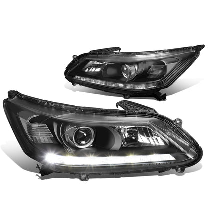 FAROS 13-15 HONDA ACCORD 4-DOOR - LED DRL - PROJECTOR - BLACK HOUSING / CLEAR CORNER - H11 LOW BEAM / 9005 HIGH BEAM