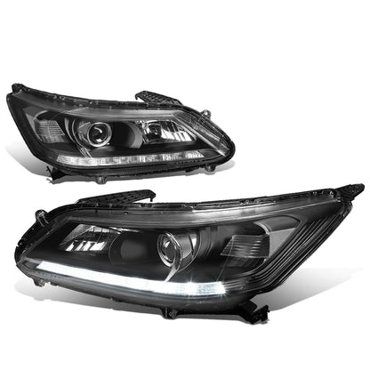 FAROS 13-15 HONDA ACCORD 4-DOOR - LED DRL - PROJECTOR - BLACK HOUSING / CLEAR CORNER - H11 LOW BEAM / 9005 HIGH BEAM
