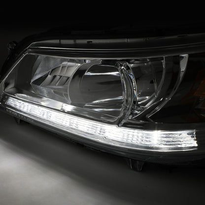 FAROS 13-15 HONDA ACCORD 4-DOOR - LED DRL - PROJECTOR - CHROME HOUSING / AMBER CORNER - H11 LOW BEAM / 9005 HIGH BEAM
