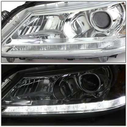 FAROS 13-15 HONDA ACCORD 4-DOOR - LED DRL - PROJECTOR - CHROME HOUSING / AMBER CORNER - H11 LOW BEAM / 9005 HIGH BEAM