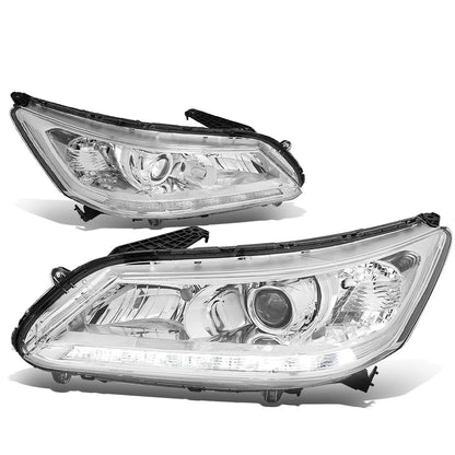 FAROS 13-15 HONDA ACCORD 4-DOOR - LED DRL - PROJECTOR - CHROME HOUSING / CLEAR CORNER - H11 LOW BEAM / 9005 HIGH BEAM