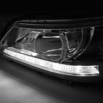 FAROS 13-15 HONDA ACCORD 4-DOOR - LED DRL - PROJECTOR - CHROME HOUSING / CLEAR CORNER - H11 LOW BEAM / 9005 HIGH BEAM