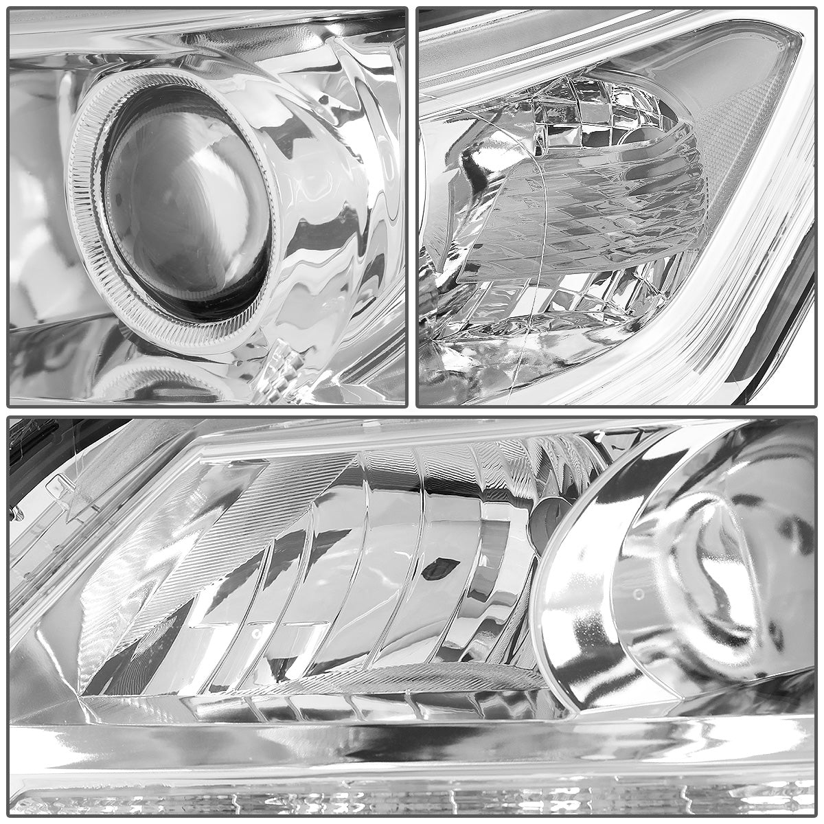 FAROS 13-15 HONDA ACCORD 4-DOOR - LED DRL - PROJECTOR - CHROME HOUSING / CLEAR CORNER - H11 LOW BEAM / 9005 HIGH BEAM