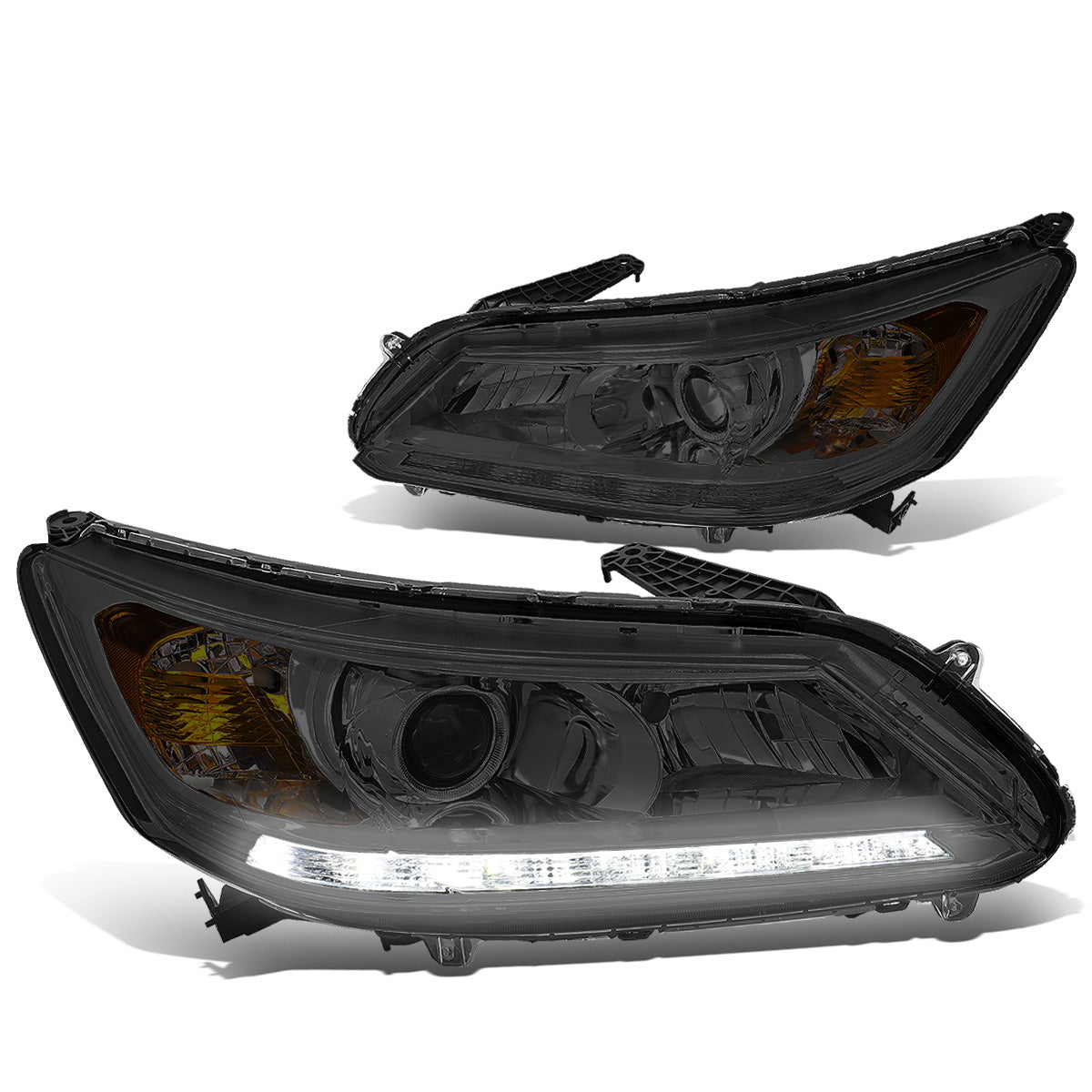 FAROS 13-15 HONDA ACCORD 4-DOOR - LED DRL - PROJECTOR - SMOKE HOUSING / AMBER CORNER - H11 LOW BEAM / 9005 HIGH BEAM