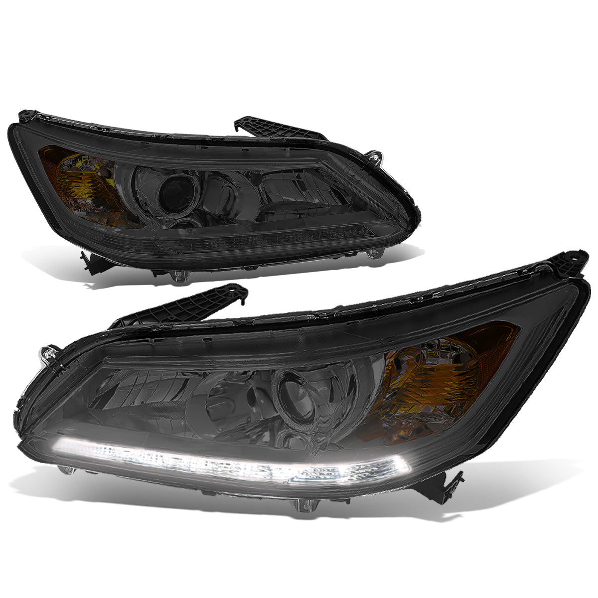 FAROS 13-15 HONDA ACCORD 4-DOOR - LED DRL - PROJECTOR - SMOKE HOUSING / AMBER CORNER - H11 LOW BEAM / 9005 HIGH BEAM