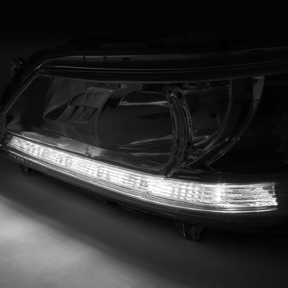FAROS 13-15 HONDA ACCORD 4-DOOR - LED DRL - PROJECTOR - SMOKE HOUSING / AMBER CORNER - H11 LOW BEAM / 9005 HIGH BEAM