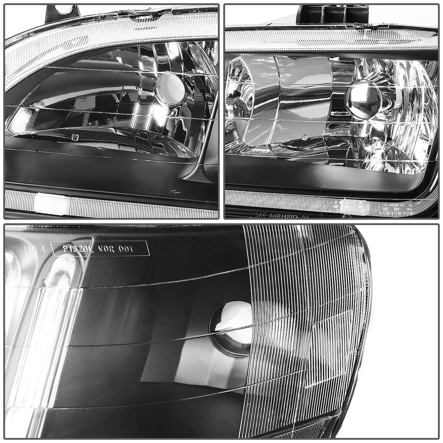 FAROS 98-02 HONDA ACCORD 2/4-DOOR - LED DRL - BLACK HOUSING / AMBER CORNER - 9006 LOW BEAM / 9005 HIGH BEAM