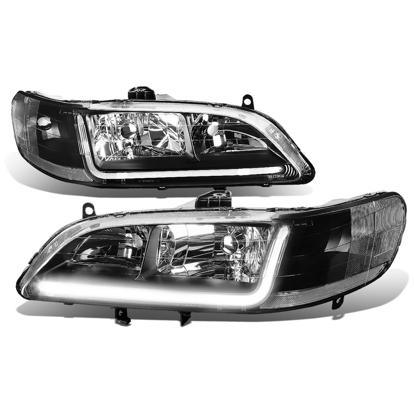 FAROS 98-02 HONDA ACCORD 2/4-DOOR - LED DRL - BLACK HOUSING / CLEAR CORNER - 9006 LOW BEAM / 9005 HIGH BEAM