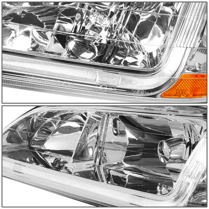 FAROS 98-02 HONDA ACCORD 2/4-DOOR - LED DRL - CHROME HOUSING / AMBER CORNER - 9006 LOW BEAM / 9005 HIGH BEAM