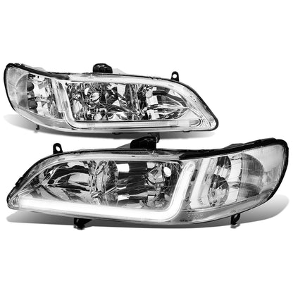 FAROS 98-02 HONDA ACCORD 2/4-DOOR - LED DRL - CHROME HOUSING / CLEAR CORNER - 9006 LOW BEAM / 9005 HIGH BEAM