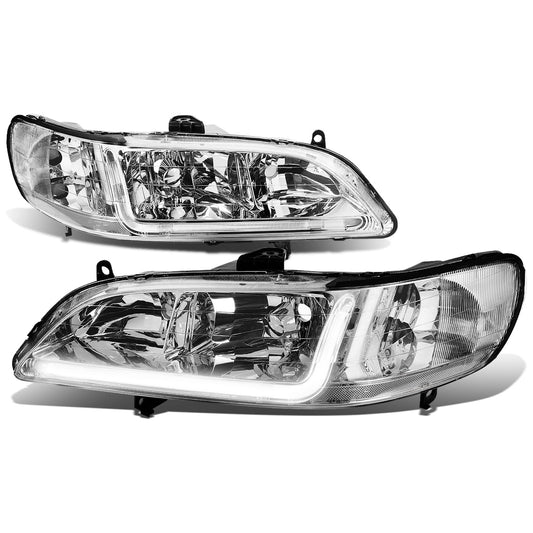 FAROS 98-02 HONDA ACCORD 2/4-DOOR - LED DRL - CHROME HOUSING / CLEAR CORNER - 9006 LOW BEAM / 9005 HIGH BEAM