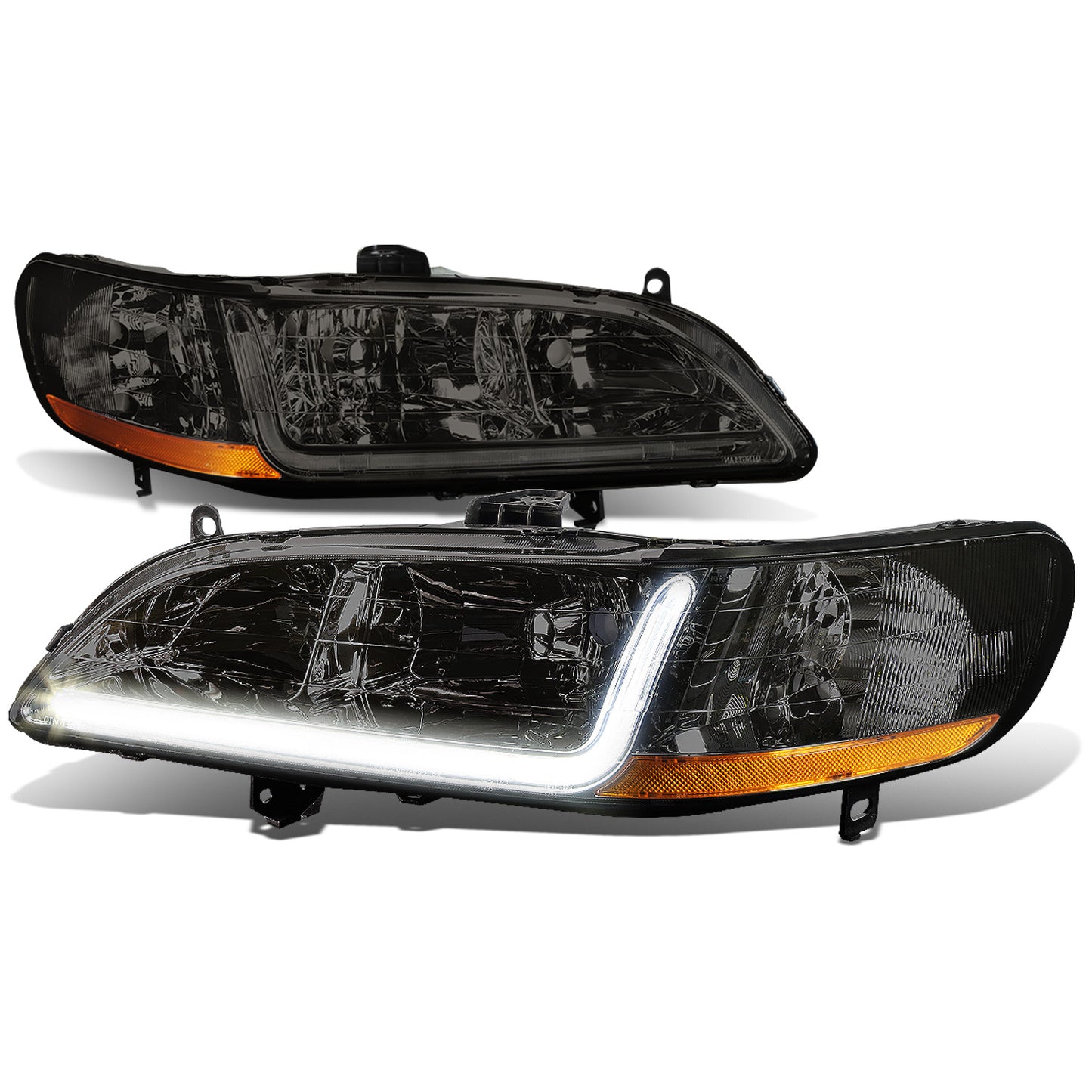 FAROS 98-02 HONDA ACCORD 2/4-DOOR - LED DRL - SMOKE HOUSING / AMBER CORNER - 9006 LOW BEAM / 9005 HIGH BEAM