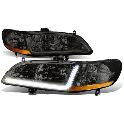 FAROS 98-02 HONDA ACCORD 2/4-DOOR - LED DRL - SMOKE HOUSING / AMBER CORNER - 9006 LOW BEAM / 9005 HIGH BEAM