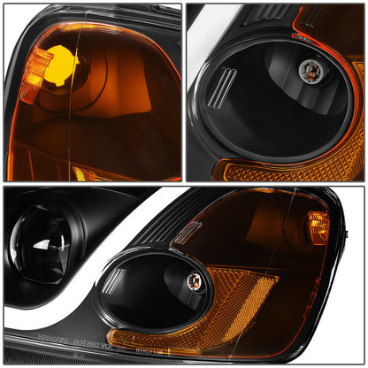 FAROS 01-03 HONDA CIVIC COUPE / SEDAN - LED RUNNING LIGHT REQUIRES WIRING INTO EXISTING LIGHTING WIRE HARNESS - LED DRL - PROJECTOR - BLACK HOUSING / AMBER CORNER - H7 LOW BEAM / H7 HIGH BEAM