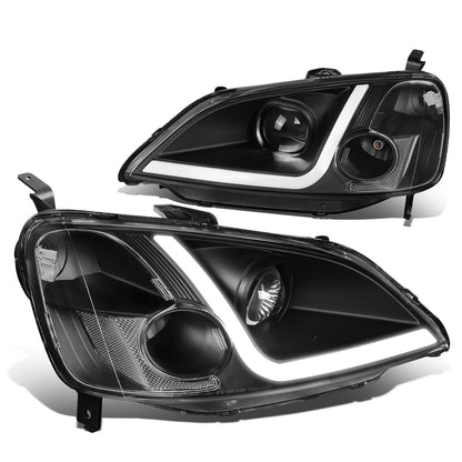 FAROS 01-03 HONDA CIVIC COUPE / SEDAN - LED RUNNING LIGHT REQUIRES WIRING INTO EXISTING LIGHTING WIRE HARNESS - LED DRL - PROJECTOR - BLACK HOUSING / CLEAR CORNER - H7 LOW BEAM / H7 HIGH BEAM