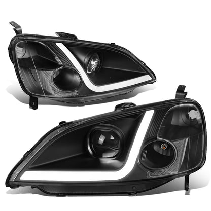 FAROS 01-03 HONDA CIVIC COUPE / SEDAN - LED RUNNING LIGHT REQUIRES WIRING INTO EXISTING LIGHTING WIRE HARNESS - LED DRL - PROJECTOR - BLACK HOUSING / CLEAR CORNER - H7 LOW BEAM / H7 HIGH BEAM