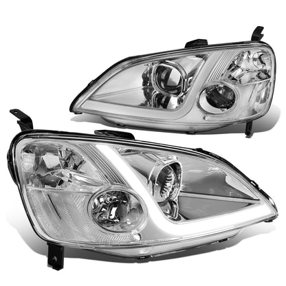 FAROS 01-03 HONDA CIVIC COUPE / SEDAN - LED RUNNING LIGHT REQUIRES WIRING INTO EXISTING LIGHTING WIRE HARNESS - LED DRL - PROJECTOR - CHROME HOUSING / CLEAR CORNER - H7 LOW BEAM / H7 HIGH BEAM