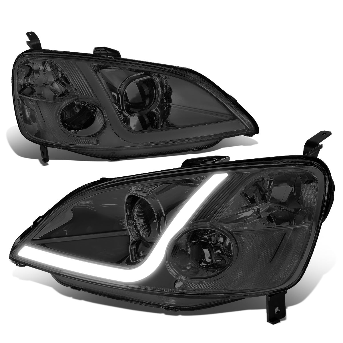 FAROS 01-03 HONDA CIVIC COUPE / SEDAN - LED RUNNING LIGHT REQUIRES WIRING INTO EXISTING LIGHTING WIRE HARNESS - LED DRL - PROJECTOR - SMOKE HOUSING / CLEAR CORNER - H7 LOW BEAM / H7 HIGH BEAM