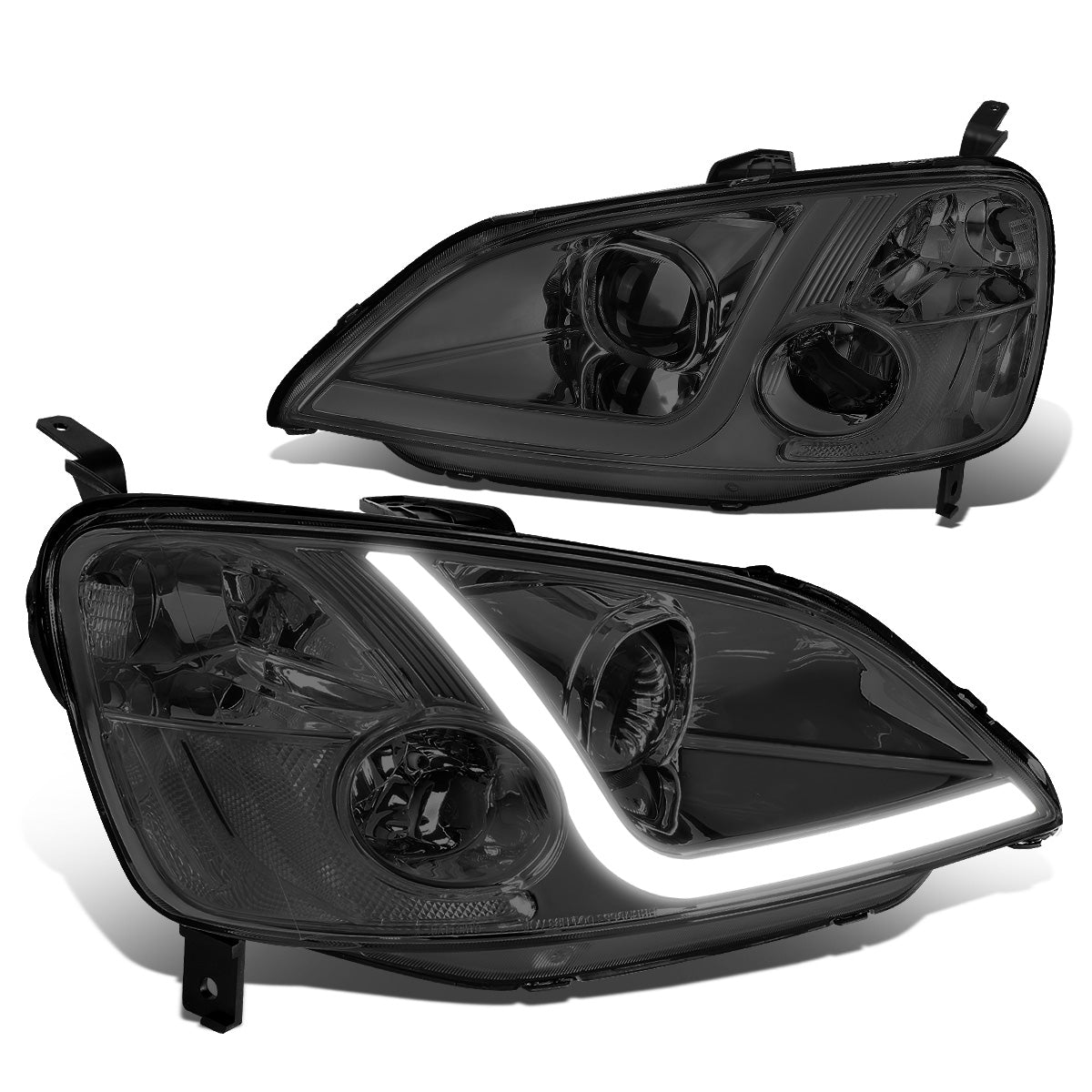 FAROS 01-03 HONDA CIVIC COUPE / SEDAN - LED RUNNING LIGHT REQUIRES WIRING INTO EXISTING LIGHTING WIRE HARNESS - LED DRL - PROJECTOR - SMOKE HOUSING / CLEAR CORNER - H7 LOW BEAM / H7 HIGH BEAM