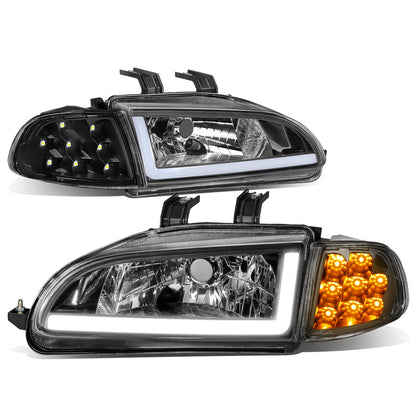 FAROS 92-95 HONDA CIVIC 2/3DR - DRL REQUIRES WIRING INTO EXISTING LIGHTING HARNESS - LED DRL - BLACK HOUSING / CLEAR CORNER - H4 HEADLIGHT / LED SIGNAL