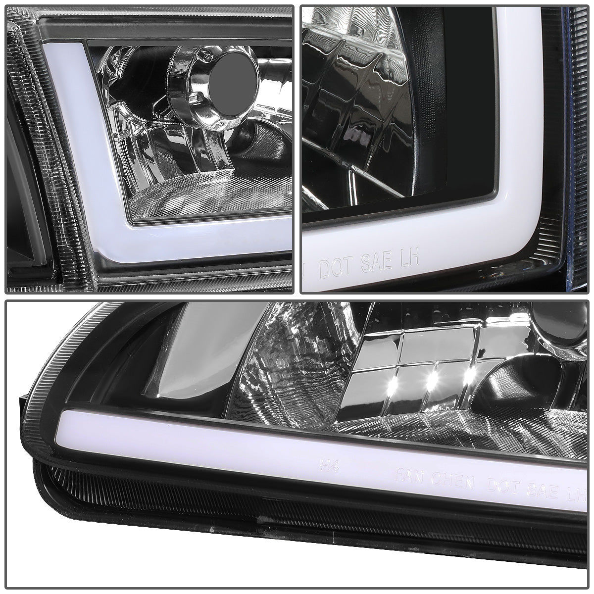 FAROS 92-95 HONDA CIVIC 2/3DR - DRL REQUIRES WIRING INTO EXISTING LIGHTING HARNESS - LED DRL - BLACK HOUSING / CLEAR CORNER - H4 HEADLIGHT / LED SIGNAL