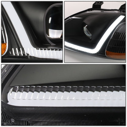 FAROS 96-98 HONDA CIVIC - LED RUNNING LIGHT REQUIRES WIRING INTO EXISTING LIGHTING WIRE HARNESS - LED DRL - PROJECTOR - BLACK HOUSING / AMBER CORNER - H7 LOW BEAM / H7 HIGH BEAM